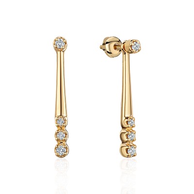 Серьги с бриллиантом из желтого золота 585 пробы фото