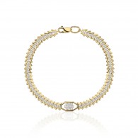 Браслет с фианитом и  фианитом из желтого золота 585 пробы фото