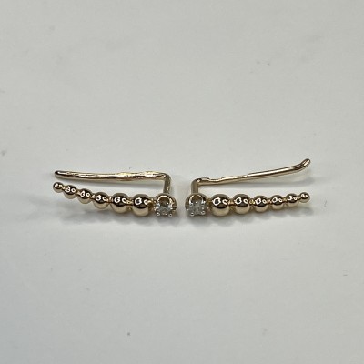 Серьги с бриллиантом из красного золота 585 пробы фото