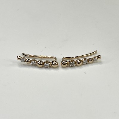 Серьги с бриллиантом из красного золота 585 пробы фото