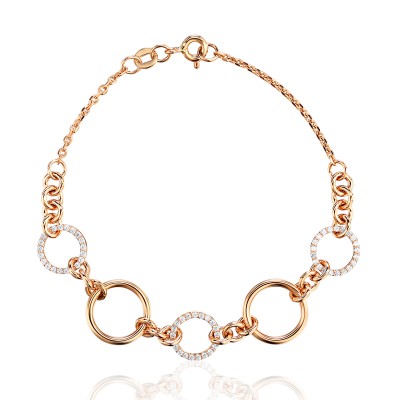 Браслет с фианитом из красного золота 585 пробы фото