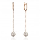 Серьги с жемчугом из красного золота 585 пробы