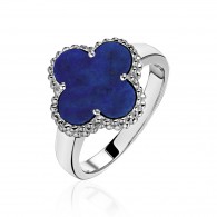 Кольцо с лазуритом из белого золота 585 пробы фото