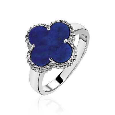 Кольцо с лазуритом из белого золота 585 пробы фото