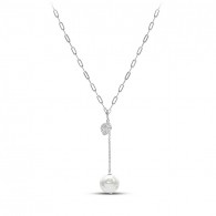 Колье с жемчугом из серебра 925 пробы фото