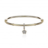 Браслет с фианитом и  фианитом из желтого золота 585 пробы фото