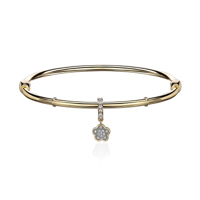 Браслет с фианитом и  фианитом из желтого золота 585 пробы фото