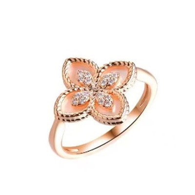 Кольцо с цирконом и перламутром из серебра 925 пробы фото