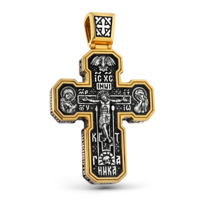 Крест литой из серебра 925 пробы с позолотой 999 фото