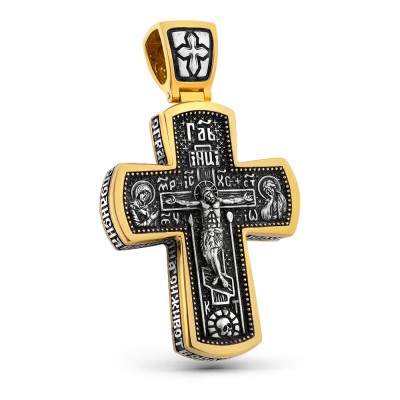 Крест литой из серебра 925 пробы с позолотой 999 фото