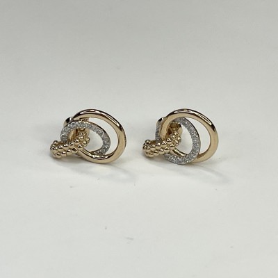 Серьги с бриллиантом из красного золота 585 пробы фото