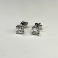 Серьги с бриллиантом из белого золота 585 пробы фото