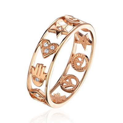 Кольцо с фианитом из красного золота 585 пробы фото