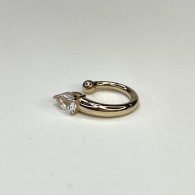 Серьга одиночная с топазом из красного золота 585 пробы фото