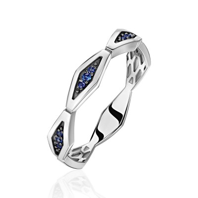 Кольцо с сапфиром из белого золота 585 пробы фото