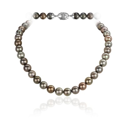 Колье с жемчугом и бриллиантом из белого золота 585 пробы фото