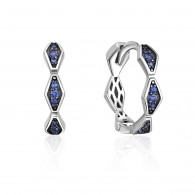 Серьги с сапфиром из белого золота 585 пробы фото