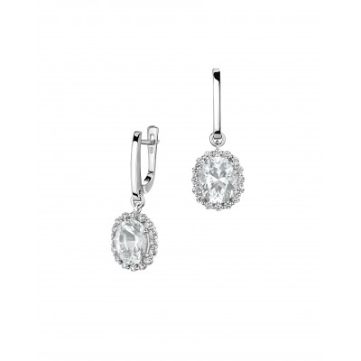 Серьги с топазом и бриллиантом из белого золота 585 пробы фото