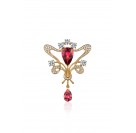 Броши и булавки с бриллиантом, сапфиром, турмалином и Рубеллит из желтого золота 750 пробы