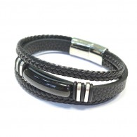 Браслет с ониксом и Кожа фото