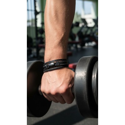 Браслет с тигровым глазом и Кожа фото