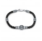 Браслет Св.Николай "Спаси и Сохрани" из серебра 925 пробы, Центральная часть 29мм*12мм , бусины 9мм*7мм