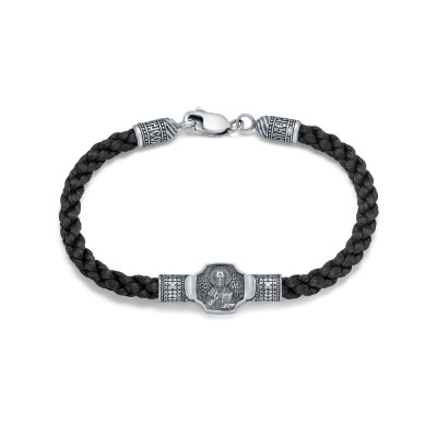 Браслет Святой Николай "Спаси и Сохрани" из серебра 925 пробы, Центральная часть 39мм*12мм фото