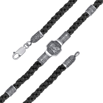 Браслет Святой Спиридон из серебра 925 пробы, Центральная часть 29мм*12мм , бусины 9мм*7мм фото