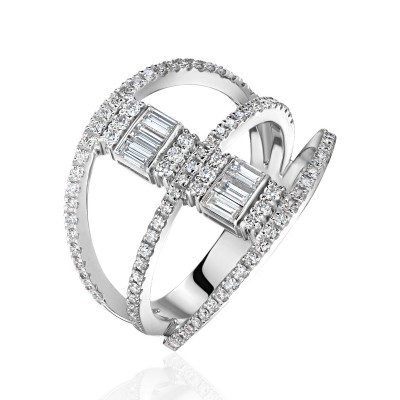 Кольцо с бриллиантом из белого золота 585 пробы фото