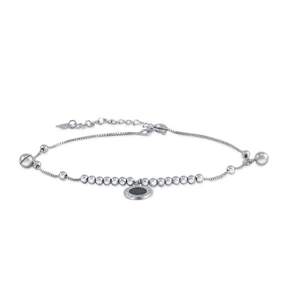 Браслет с кристаллом и керамикой из серебра 925 пробы фото