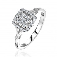 Кольцо с бриллиантом из белого золота 585 пробы фото