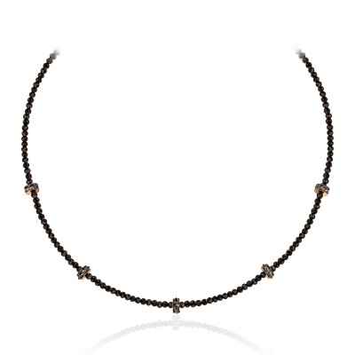 Колье с шпинелью и бриллиантом из красного золота 585 пробы фото