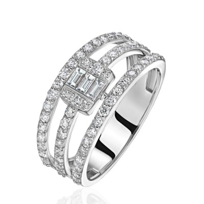 Кольцо с бриллиантом из белого золота 585 пробы фото