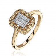 Кольцо с бриллиантом из комбинированного золота 585 пробы фото