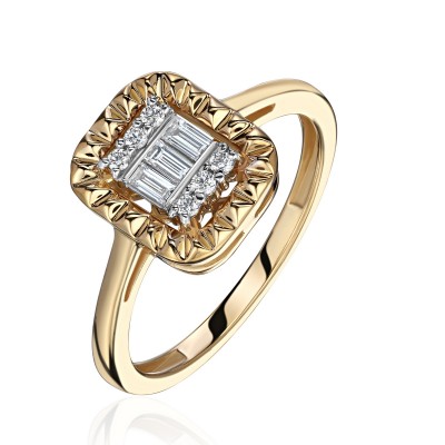 Кольцо с бриллиантом из комбинированного золота 585 пробы фото