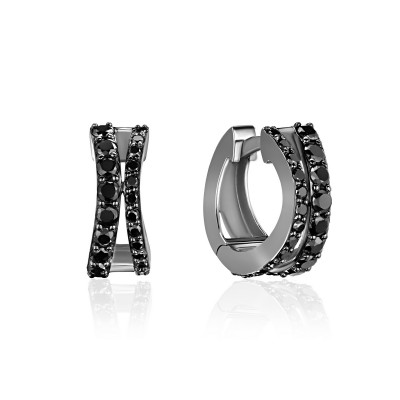 Серьги с бриллиантом из белого золота 585 пробы фото