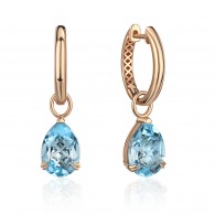 Серьги с топазом из красного золота 585 пробы фото