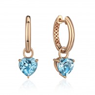 Серьги с топазом из красного золота 585 пробы фото