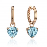 Серьги с топазом из красного золота 585 пробы фото