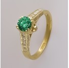 Кольцо с бриллиантом и изумрудом из желтого золота 750 пробы