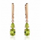 Серьги с хризолитом из красного золота 585 пробы