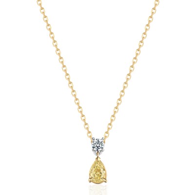 Колье с бриллиантом из комбинированного золота 585 пробы фото