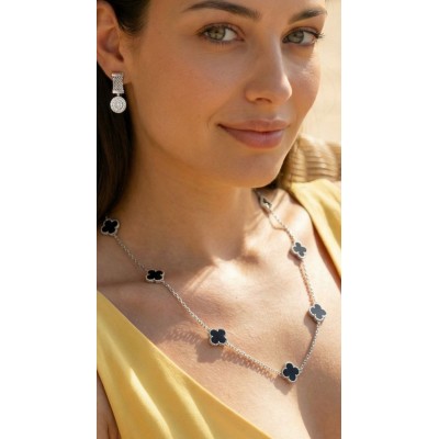 Колье с керамикой из серебра 925 пробы фото