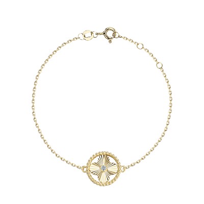 Браслет с фианитом из желтого золота 585 пробы фото