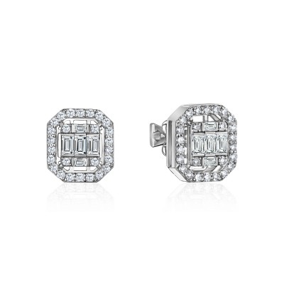 Серьги с бриллиантом из белого золота 585 пробы фото