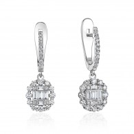 Серьги с бриллиантом из белого золота 585 пробы фото