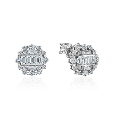 Серьги с бриллиантом из белого золота 585 пробы фото