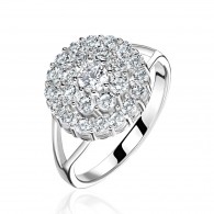 Кольцо с фианитом и  фианитом из серебра 925 пробы фото