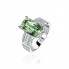 Кольцо с бриллиантом и турмалином из белого золота 585 пробы