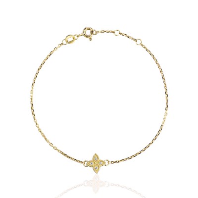 Браслет с фианитом из желтого золота 585 пробы фото